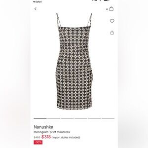 Nanushka Monogram Mini Dress in Black and Cream